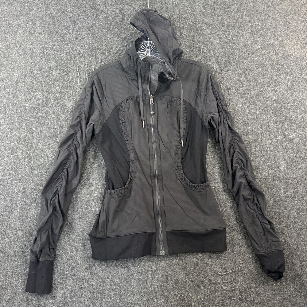 Lululemon Dance Studio Jacket III Women's 6 Gray Black Reversible Hooded Zip